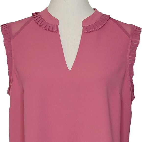 Soft Surroundings Nyssa Pink Pleated V-neck Sleeveless Pullover Blouse Size M - Picture 5 of 9